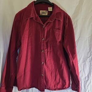 CE Schmidt Burgundy Button Down Workwear Womens L Cotton Shirt Fit for Her
